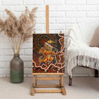 Perth Scorchers Cricket Mascot Canvas Wall Art Aboriginal Dot Art Orange And Black Tribal Pattern