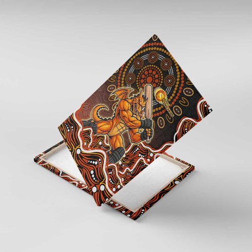 Perth Scorchers Cricket Mascot Canvas Wall Art Aboriginal Dot Art Orange And Black Tribal Pattern