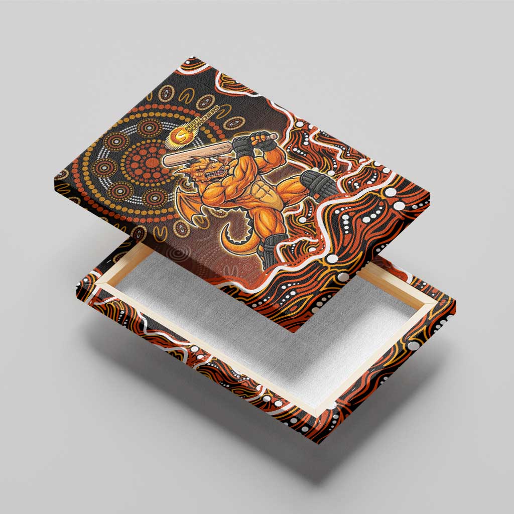 Perth Scorchers Cricket Mascot Canvas Wall Art Aboriginal Dot Art Orange And Black Tribal Pattern