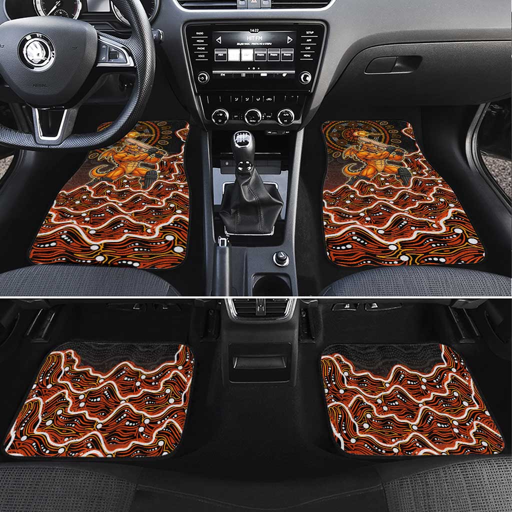 Perth Scorchers Cricket Mascot Car Mats Aboriginal Dot Art Orange And Black Tribal Pattern
