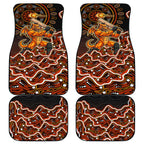 Perth Scorchers Cricket Mascot Car Mats Aboriginal Dot Art Orange And Black Tribal Pattern