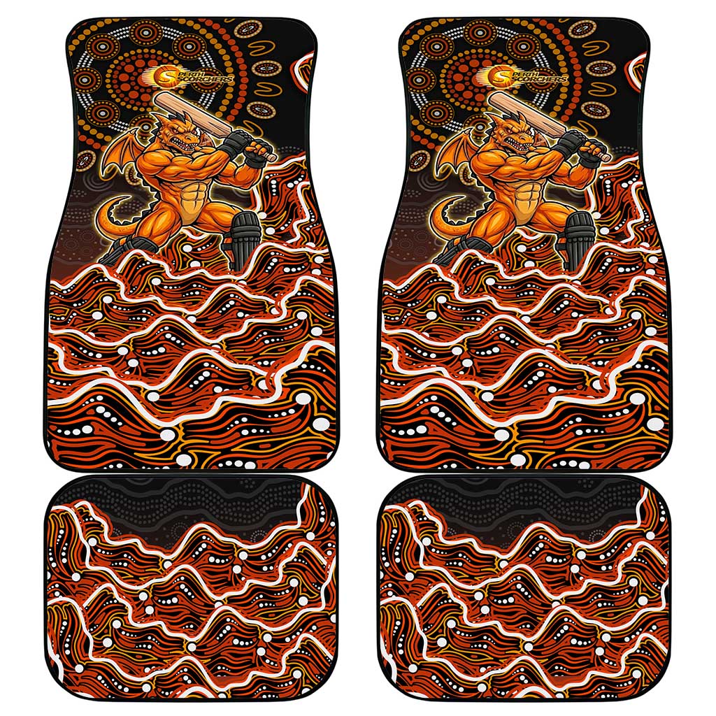 Perth Scorchers Cricket Mascot Car Mats Aboriginal Dot Art Orange And Black Tribal Pattern