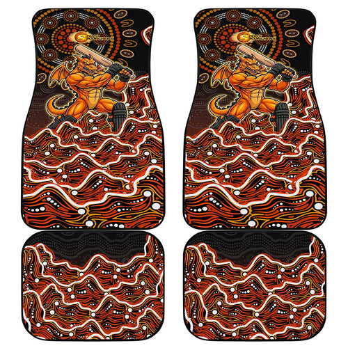 Perth Scorchers Cricket Mascot Car Mats Aboriginal Dot Art Orange And Black Tribal Pattern