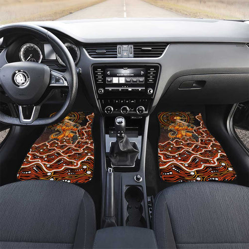 Perth Scorchers Cricket Mascot Car Mats Aboriginal Dot Art Orange And Black Tribal Pattern