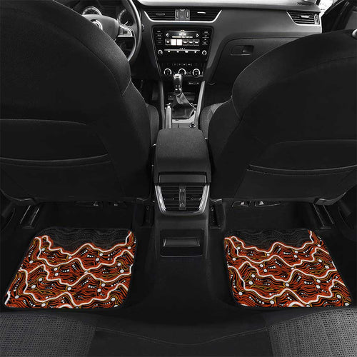 Perth Scorchers Cricket Mascot Car Mats Aboriginal Dot Art Orange And Black Tribal Pattern