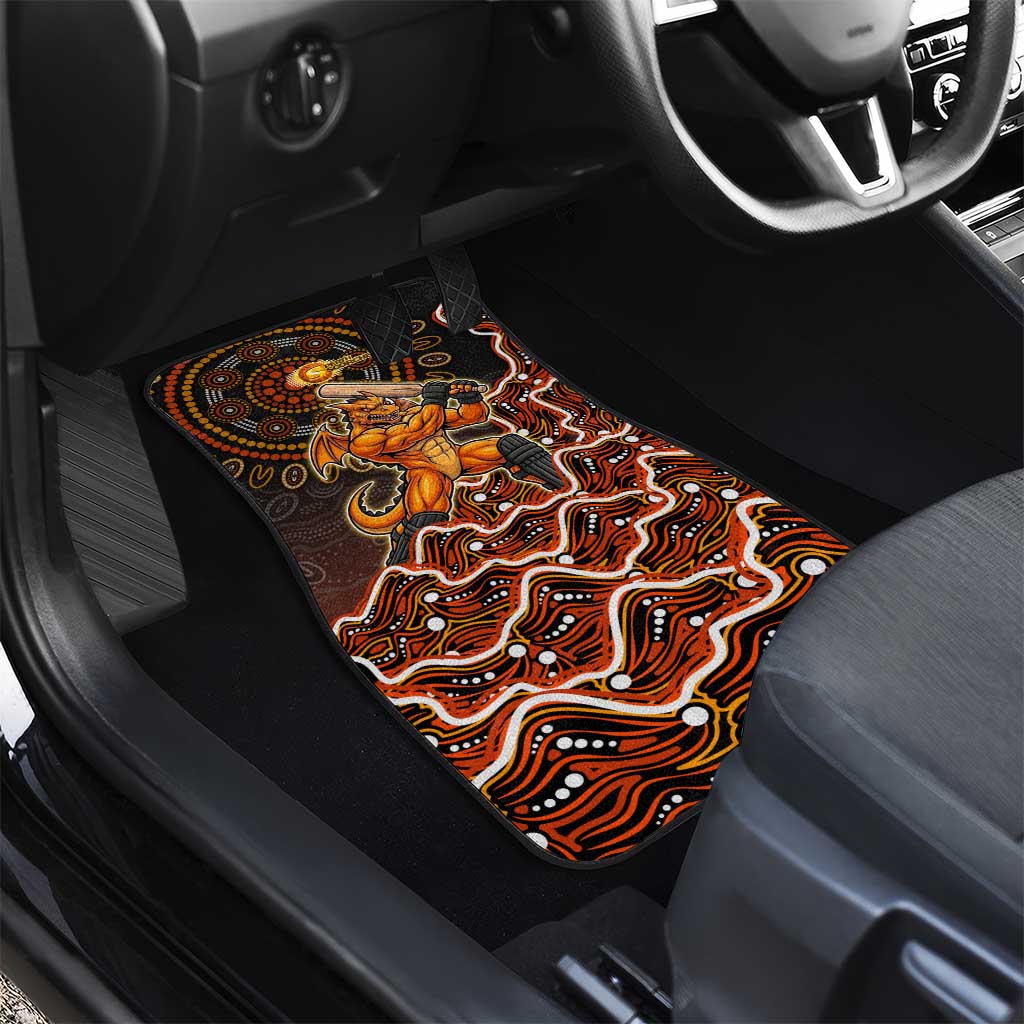 Perth Scorchers Cricket Mascot Car Mats Aboriginal Dot Art Orange And Black Tribal Pattern