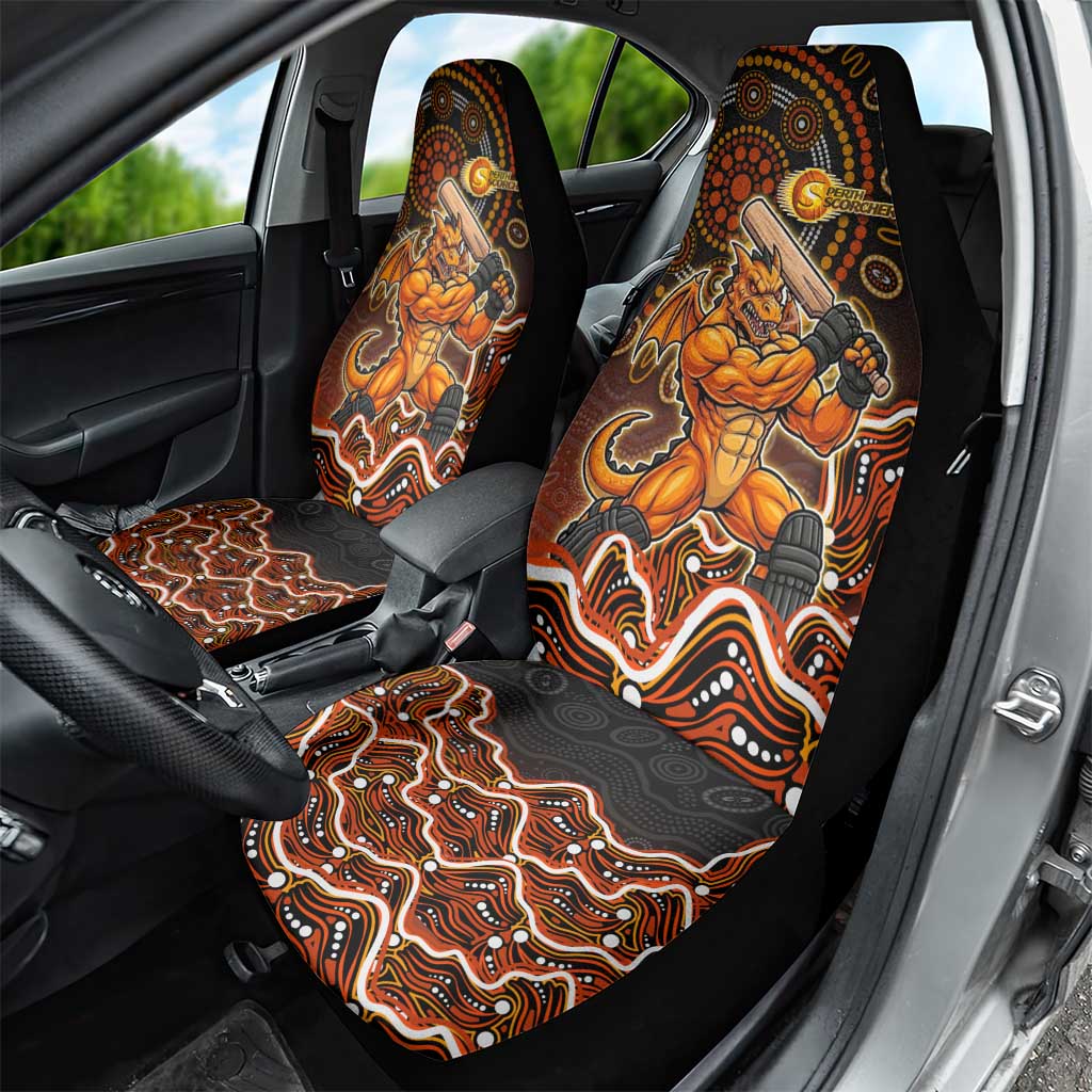 Perth Scorchers Cricket Mascot Car Seat Cover Aboriginal Dot Art Orange And Black Tribal Pattern