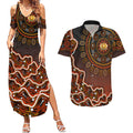 Perth Scorchers Cricket Mascot Couples Matching Summer Maxi Dress and Hawaiian Shirt Aboriginal Dot Art Orange And Black Tribal Pattern