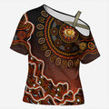 Perth Scorchers Cricket Mascot Cross Shoulder Shirt Aboriginal Dot Art Orange And Black Tribal Pattern