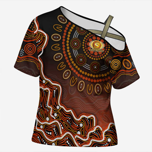 Perth Scorchers Cricket Mascot Cross Shoulder Shirt Aboriginal Dot Art Orange And Black Tribal Pattern