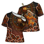 Perth Scorchers Cricket Mascot Cross Shoulder Shirt Aboriginal Dot Art Orange And Black Tribal Pattern