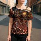 Perth Scorchers Cricket Mascot Cross Shoulder Shirt Aboriginal Dot Art Orange And Black Tribal Pattern