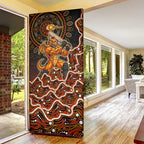 Perth Scorchers Cricket Mascot Door Cover Aboriginal Dot Art Orange And Black Tribal Pattern