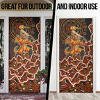 Perth Scorchers Cricket Mascot Door Cover Aboriginal Dot Art Orange And Black Tribal Pattern