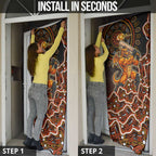 Perth Scorchers Cricket Mascot Door Cover Aboriginal Dot Art Orange And Black Tribal Pattern