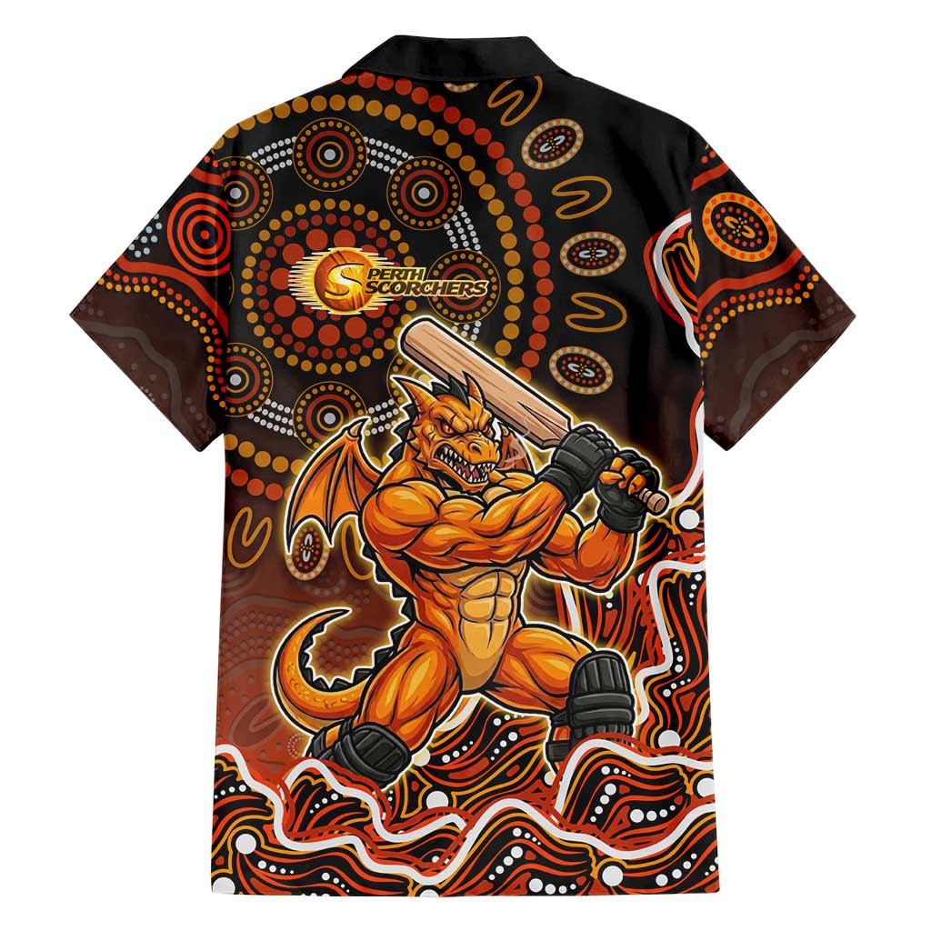 Perth Scorchers Cricket Mascot Family Matching Puletasi and Hawaiian Shirt Aboriginal Dot Art Orange And Black Tribal Pattern
