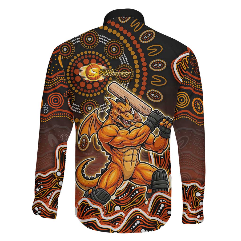 Perth Scorchers Cricket Mascot Family Matching Puletasi and Hawaiian Shirt Aboriginal Dot Art Orange And Black Tribal Pattern
