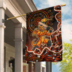 Perth Scorchers Cricket Mascot Garden Flag Aboriginal Dot Art Orange And Black Tribal Pattern