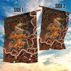 Perth Scorchers Cricket Mascot Garden Flag Aboriginal Dot Art Orange And Black Tribal Pattern