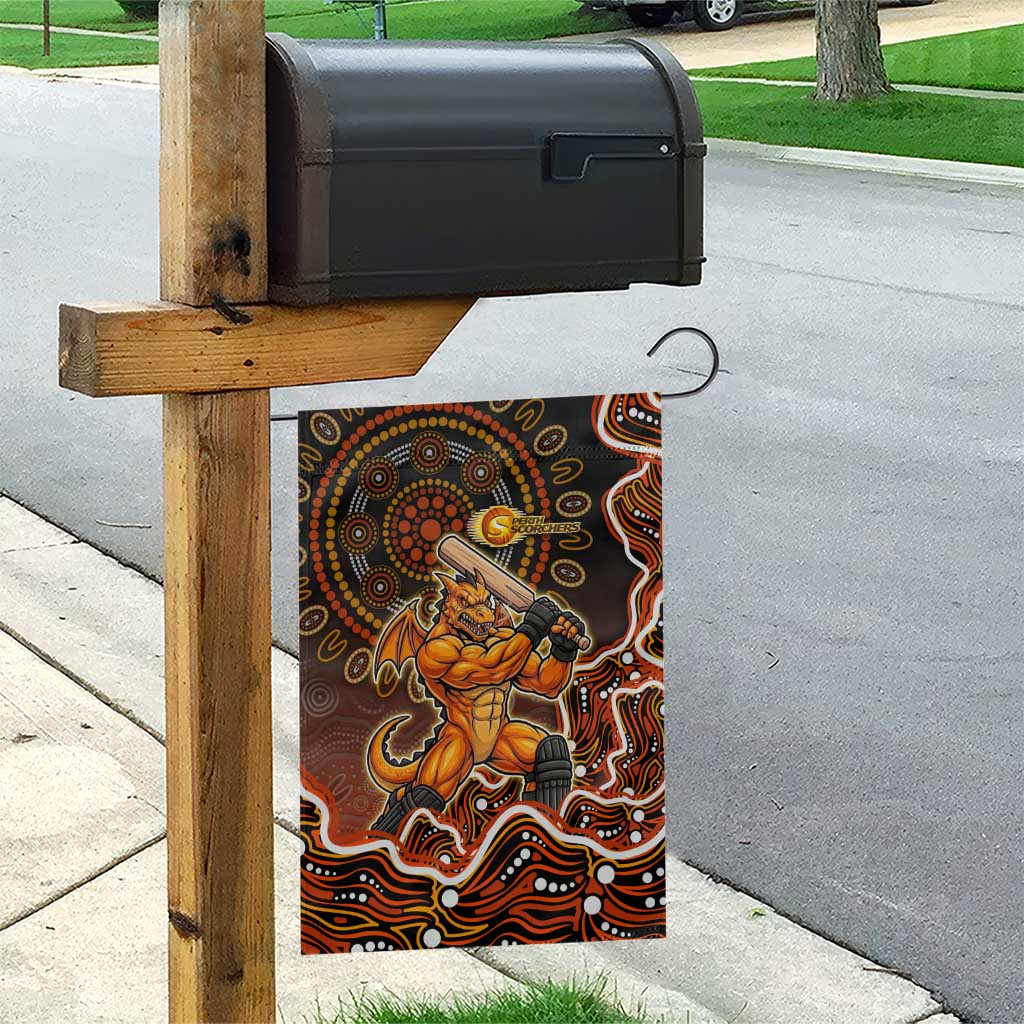 Perth Scorchers Cricket Mascot Garden Flag Aboriginal Dot Art Orange And Black Tribal Pattern