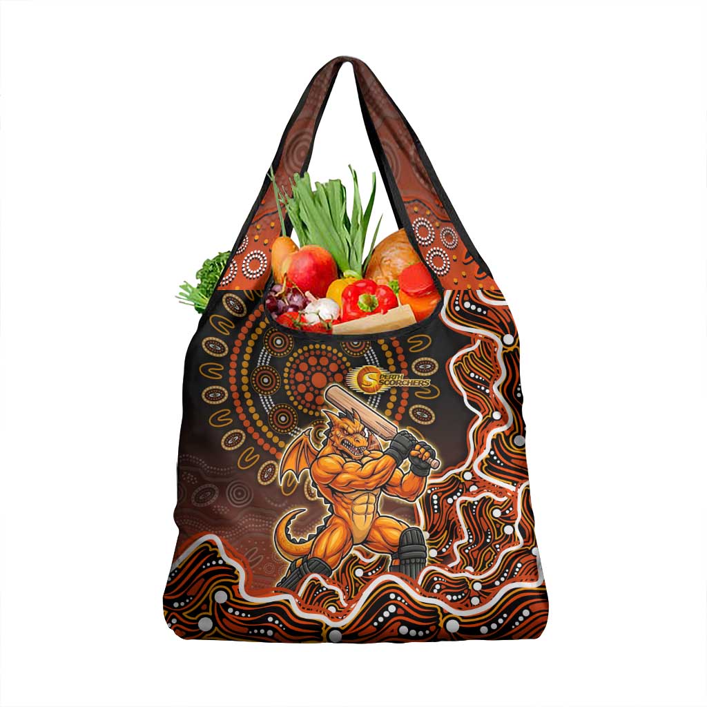 Perth Scorchers Cricket Mascot Grocery Bag Aboriginal Dot Art Orange And Black Tribal Pattern
