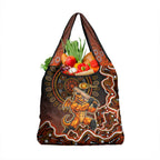 Perth Scorchers Cricket Mascot Grocery Bag Aboriginal Dot Art Orange And Black Tribal Pattern