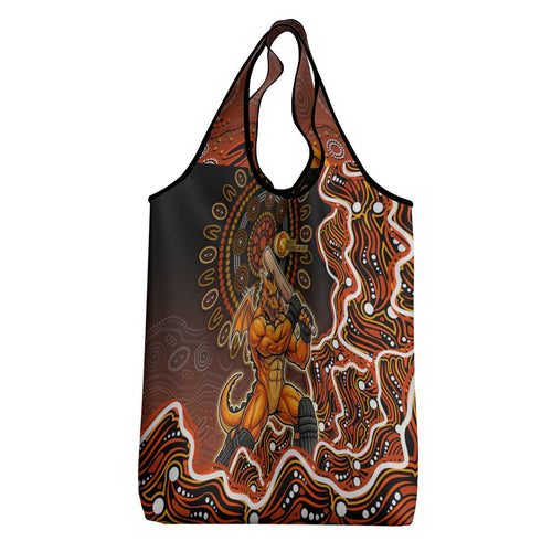 Perth Scorchers Cricket Mascot Grocery Bag Aboriginal Dot Art Orange And Black Tribal Pattern