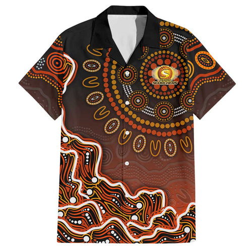Perth Scorchers Cricket Mascot Hawaiian Shirt Aboriginal Dot Art Orange And Black Tribal Pattern