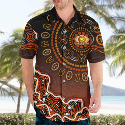 Perth Scorchers Cricket Mascot Hawaiian Shirt Aboriginal Dot Art Orange And Black Tribal Pattern