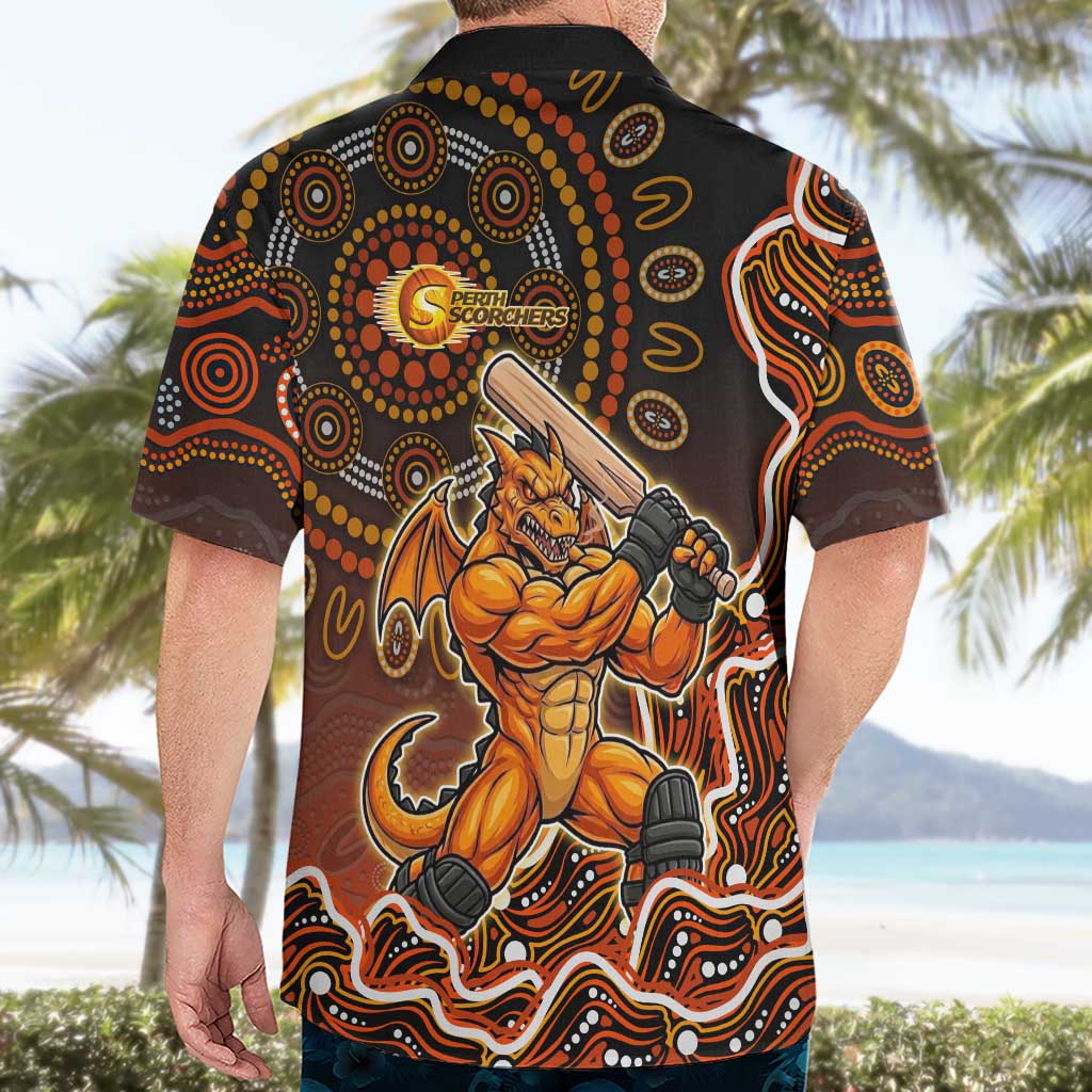 Perth Scorchers Cricket Mascot Hawaiian Shirt Aboriginal Dot Art Orange And Black Tribal Pattern