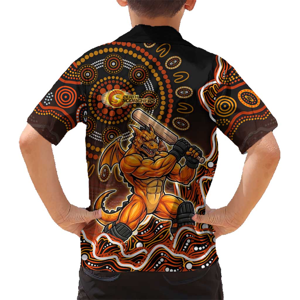 Perth Scorchers Cricket Mascot Hawaiian Shirt Aboriginal Dot Art Orange And Black Tribal Pattern