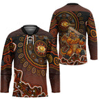 Perth Scorchers Cricket Mascot Hockey Jersey Aboriginal Dot Art Orange And Black Tribal Pattern
