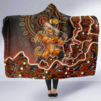 Perth Scorchers Cricket Mascot Hooded Blanket Aboriginal Dot Art Orange And Black Tribal Pattern