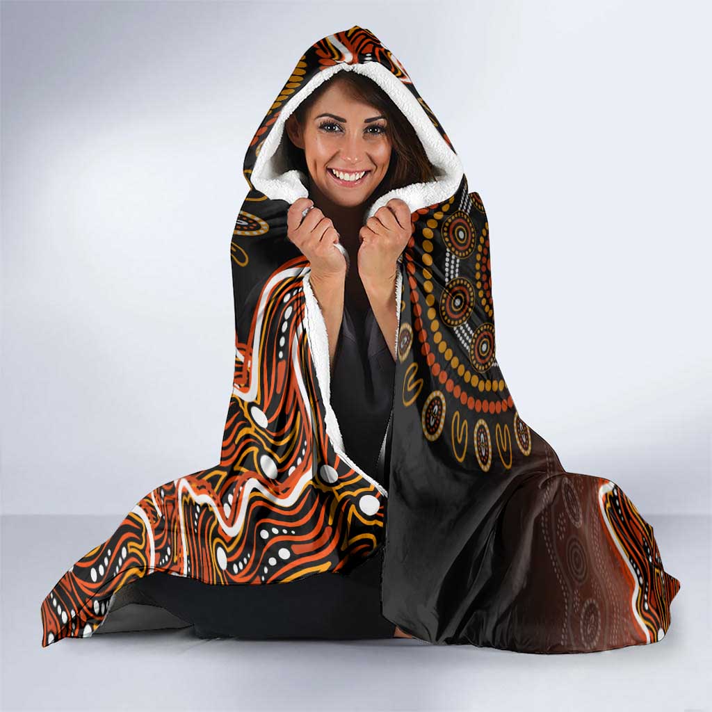 Perth Scorchers Cricket Mascot Hooded Blanket Aboriginal Dot Art Orange And Black Tribal Pattern