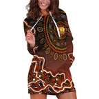 Perth Scorchers Cricket Mascot Hoodie Dress Aboriginal Dot Art Orange And Black Tribal Pattern