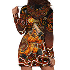 Perth Scorchers Cricket Mascot Hoodie Dress Aboriginal Dot Art Orange And Black Tribal Pattern
