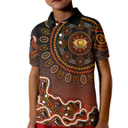 Perth Scorchers Cricket Mascot Kid Polo Shirt Aboriginal Dot Art Orange And Black Tribal Pattern