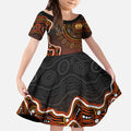 Perth Scorchers Cricket Mascot Kid Short Sleeve Dress Aboriginal Dot Art Orange And Black Tribal Pattern
