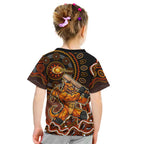 Perth Scorchers Cricket Mascot Kid T Shirt Aboriginal Dot Art Orange And Black Tribal Pattern
