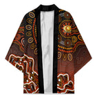 Perth Scorchers Cricket Mascot Kimono Aboriginal Dot Art Orange And Black Tribal Pattern