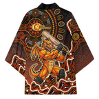Perth Scorchers Cricket Mascot Kimono Aboriginal Dot Art Orange And Black Tribal Pattern
