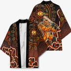 Perth Scorchers Cricket Mascot Kimono Aboriginal Dot Art Orange And Black Tribal Pattern