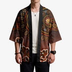 Perth Scorchers Cricket Mascot Kimono Aboriginal Dot Art Orange And Black Tribal Pattern