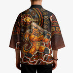 Perth Scorchers Cricket Mascot Kimono Aboriginal Dot Art Orange And Black Tribal Pattern