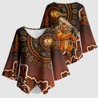 Perth Scorchers Cricket Mascot Kimono Sleeve Blouse Aboriginal Dot Art Orange And Black Tribal Pattern