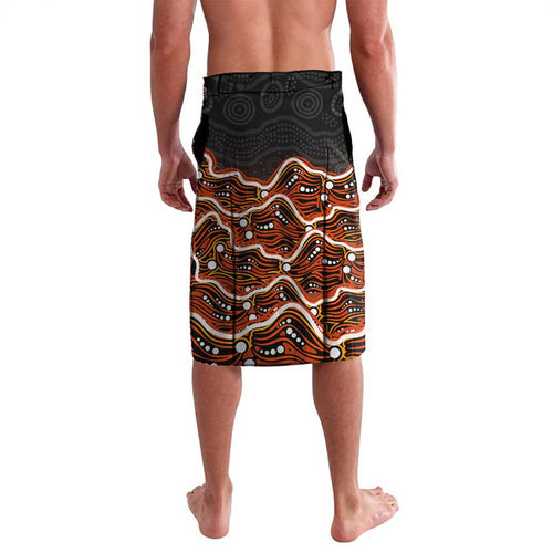 Perth Scorchers Cricket Mascot Lavalava Aboriginal Dot Art Orange And Black Tribal Pattern