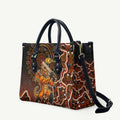 Perth Scorchers Cricket Mascot Leather Bag Aboriginal Dot Art Orange And Black Tribal Pattern