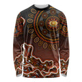 Perth Scorchers Cricket Mascot Long Sleeve Shirt Aboriginal Dot Art Orange And Black Tribal Pattern