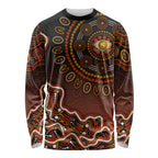Perth Scorchers Cricket Mascot Long Sleeve Shirt Aboriginal Dot Art Orange And Black Tribal Pattern