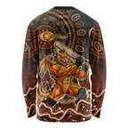 Perth Scorchers Cricket Mascot Long Sleeve Shirt Aboriginal Dot Art Orange And Black Tribal Pattern